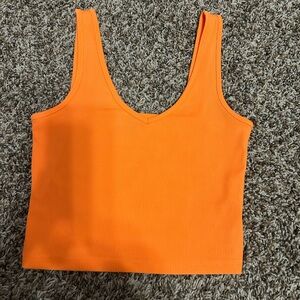 SHEIN Bright Orange Ribbed V-Neck Tank